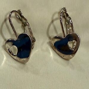 Silpada Sterling Silver heart earrings w heart cutout & lever back clasps W0513
